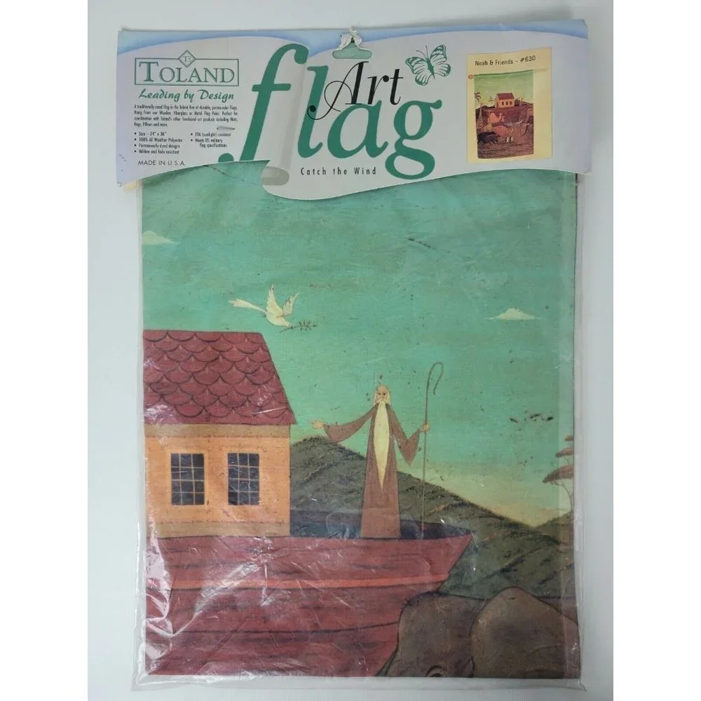 NIP Toland Art Yard Garden Flag Noah & Friends 630 Noahs Ark Warren Kimble 24x36